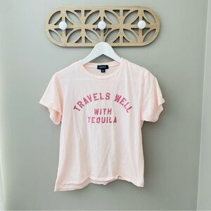 Wildfox 'Travels Well With Tequila' Tee Shirt Pink Sz XS